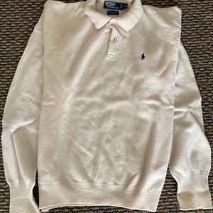 Classic Polo Collard Sweater.  100% Lambs Wool, XXL
